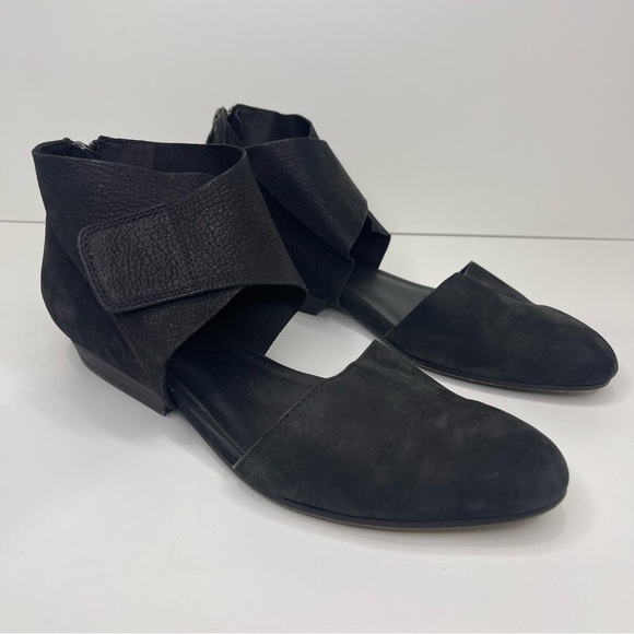Eileen Fisher Women’s 7.5 Black Tumbled Nubuck Suede Pointed Toe Strap Shoes - Picture 7 of 13